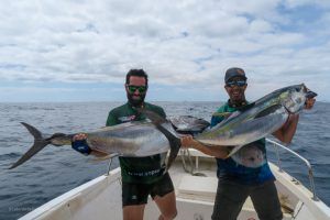 Magnífica pareja de yellowfin tuna a jigging en Cabo Verde